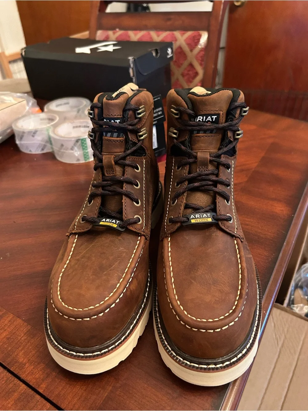 Men’s Ariat Men's Brown Work Moc Toe Boots, Composite Toe, size 7.5, New